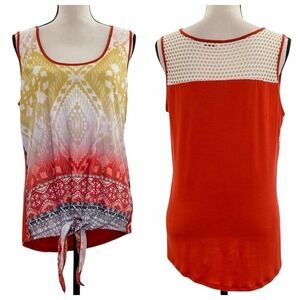 MEL & Mo Tie Dye  Ombre Crochet Tie Waist Tank Top